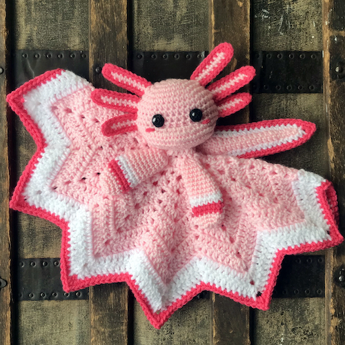 Crocheted axolotl lovey