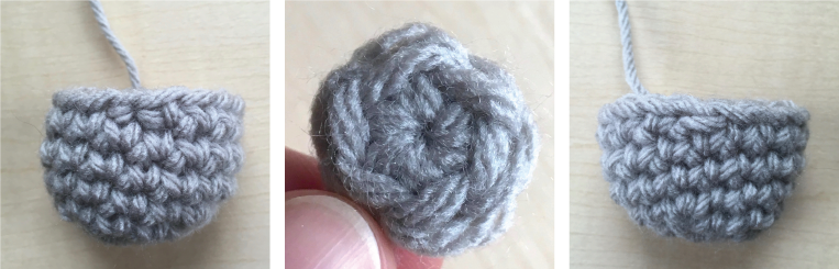 Results of three different invisible join types: starting from the front, starting from the back, and by creating an additional stitch.